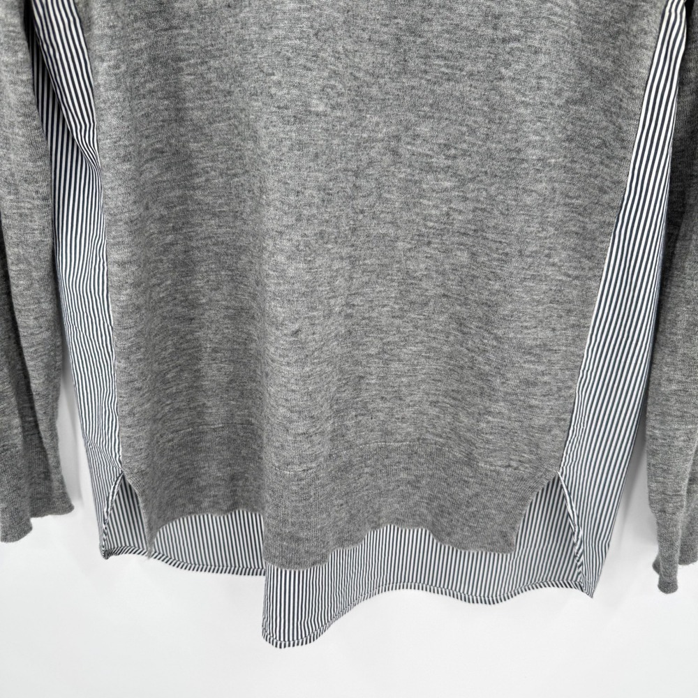 J.Crew Womens Merino Wool Blend Mixed Media Striped Layered Sweater Grey S - Picture 3 of 12